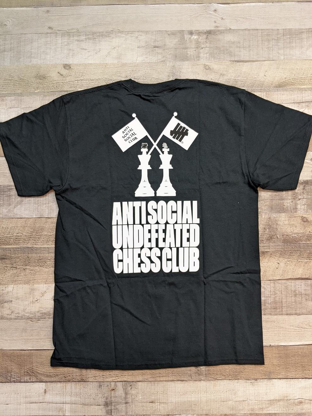 ANTI SOCIAL SOCIAL CLUB X UNDEFEATED CHESS CLUB TEE BLACK, L, New